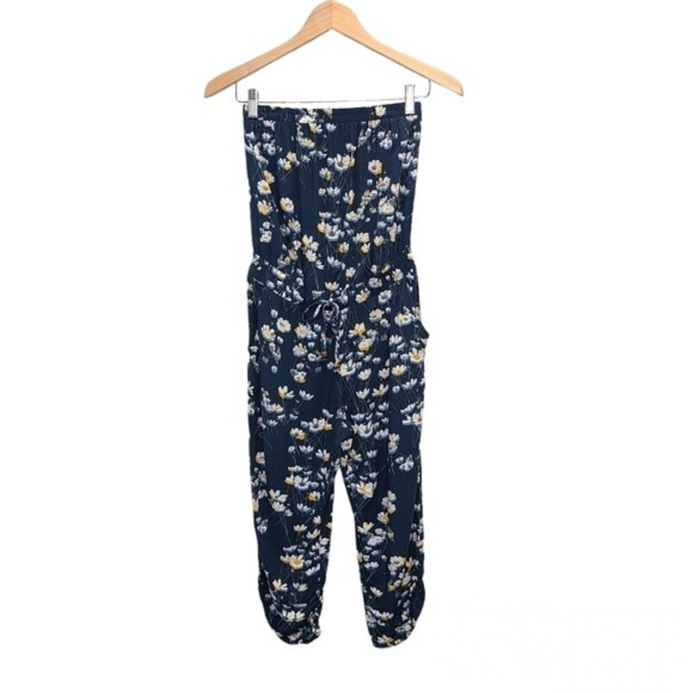 American Rag Strapless Lightweight Cropped Blue Floral Romper S